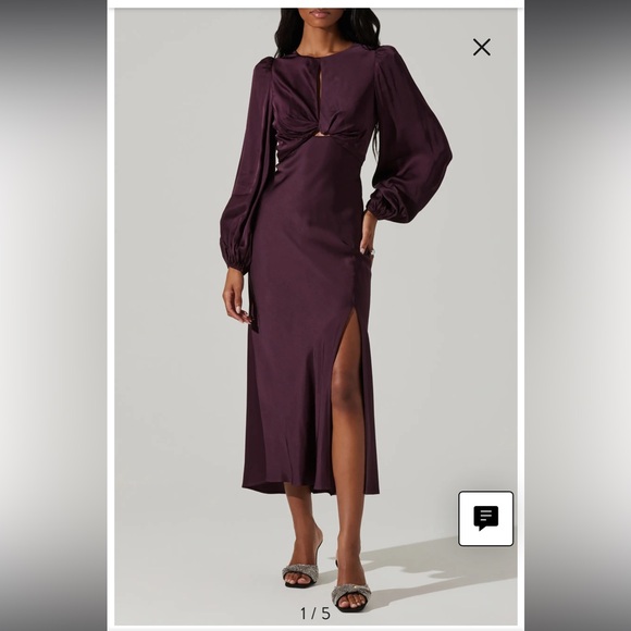 ✨NWT - ASTR the Label Suzy Satin Cutout Midi Dress in Wine Sz XS✨ - Picture 1 of 6